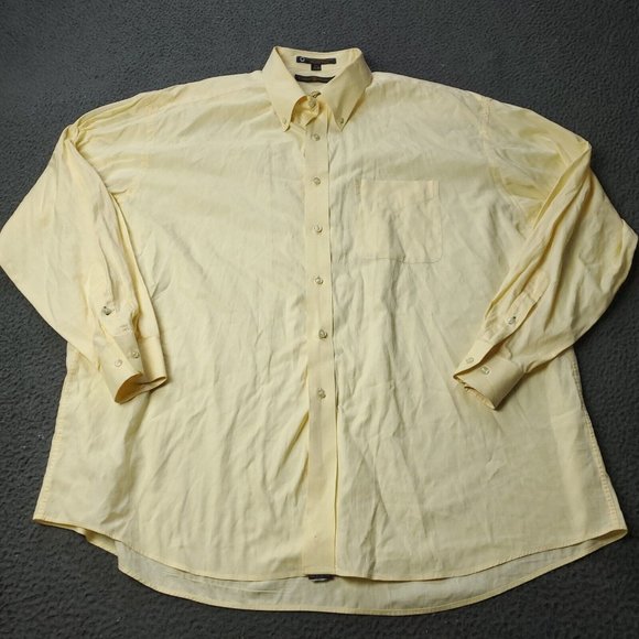 Tommy Hilfiger  Button Shirt Long Sleeve Yellow Mens 17.5 34 35 - Picture 1 of 8